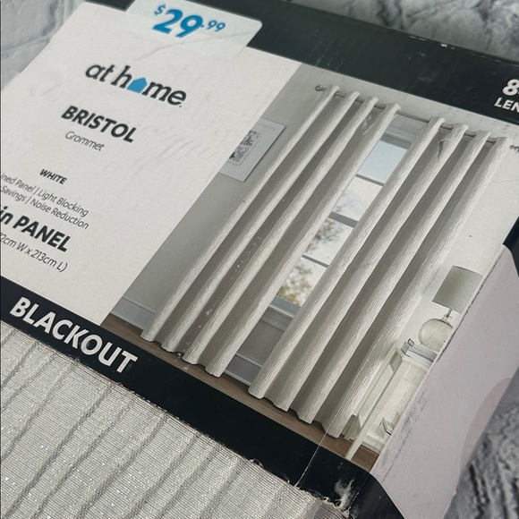 At Home Bristol Grommet White Silver Sparkly Blackout Curtain Panel 84” Panel - Picture 4 of 9